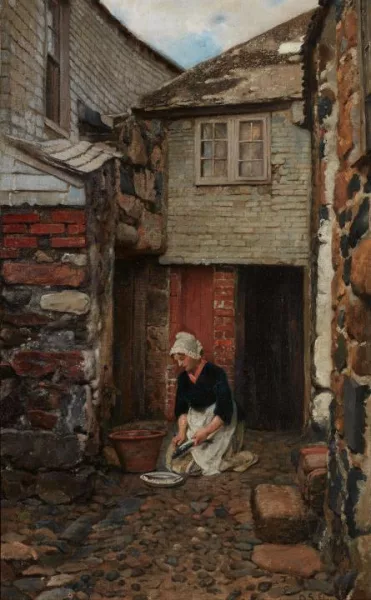 Otto Scholderer — Alter Hof in Cornwall (Fischeputzende Magd)