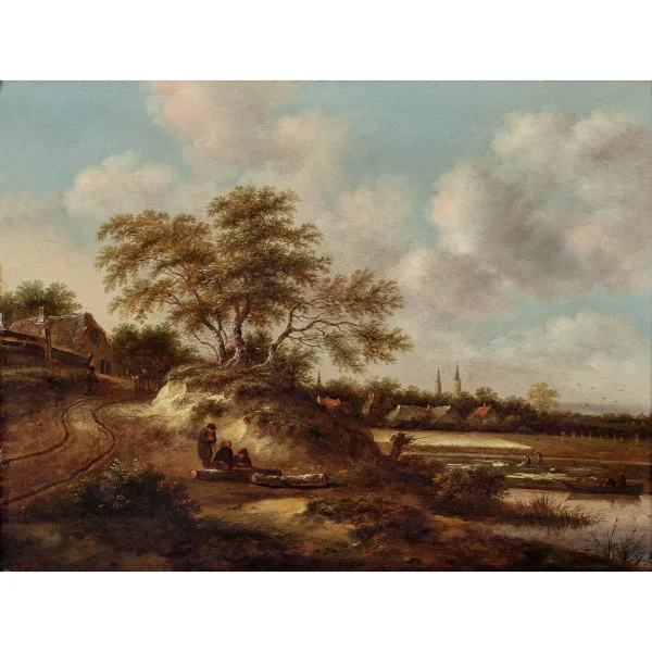Klaes Molenaer — Landschaft mit Türmen des Heemstede-Schlosses und Rastenden.