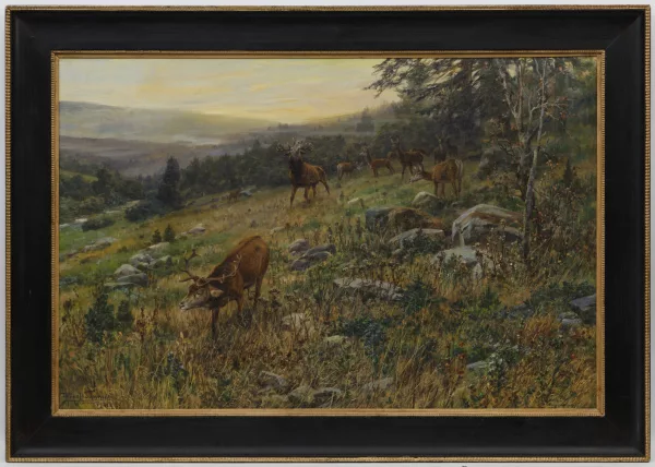 Hans Schmidt — Troupe de cerfs à l'orée du bois