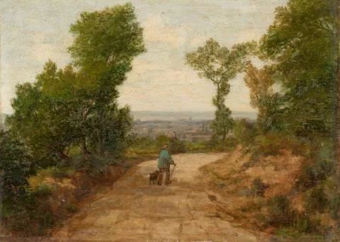 Eugène Boudin — Landschaft mit breitem Weg und Spaziergänger