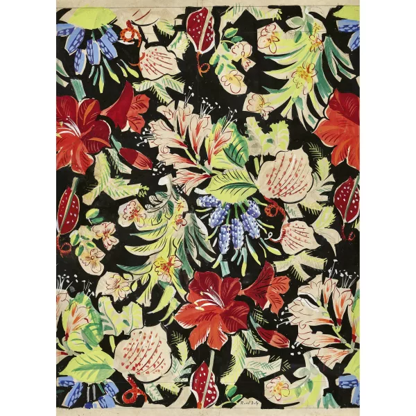 Raoul Dufy — "Fleurs exotiques sur fond noir".