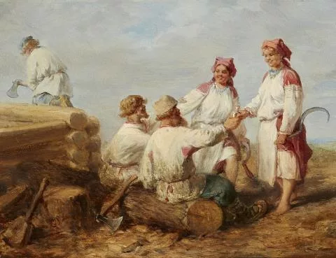 Wilhelm Amandus Beer — Russische Holzfäller bei der Rast
