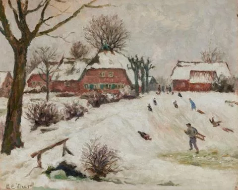 Ernst Eitner — Winterlandschaft mit Schlittenfahrern