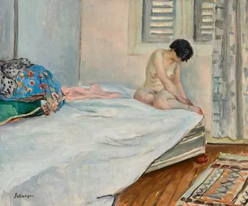 Henri Lebasque — Nu assis au pied du lit, Le Cannet, 1929