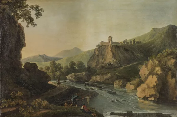 Andrea Locatelli — Entourage de Andrea Locatelli — Paire de paysages animés