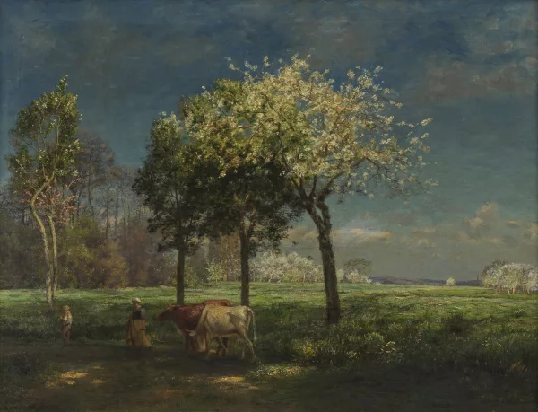 Antoine Chintreuil — Vaches et bergers au pré