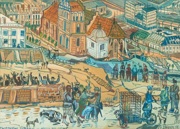 Edward Dwurnik — Aprilvergnügen – Verhaftung auf dem Eis