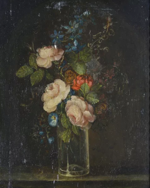 Adriaen van der Spelt — Attribué à Adriaen van der Spelt — Bouquet de fleurs sur un entablement