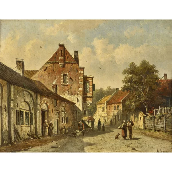 Adrianus Eversen — Scena di strada olandese.