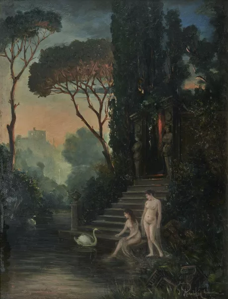 Gustav Rienäcker — Paysage avec baigneuses