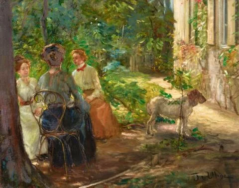 Fritz von Uhde — Plauderei (Gartenszene)