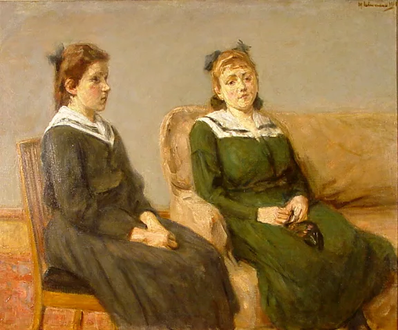 Max Liebermann — Geschwister - Doppelbildnis Hertha und Hilde Böhm, 1918