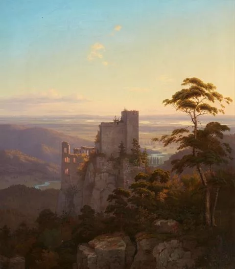 Peter Jakob Büttgen — Burgruine im Abendlicht (Reußenstein?)