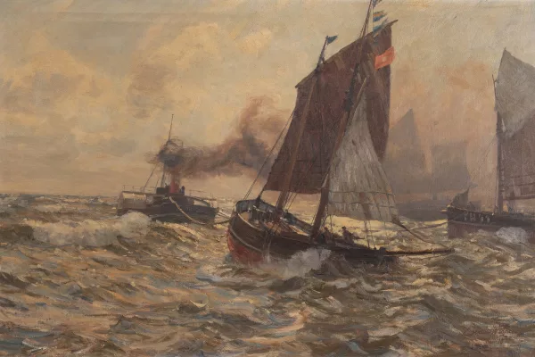 Cornelius Wagner — Schleppdampfer und Segelboot