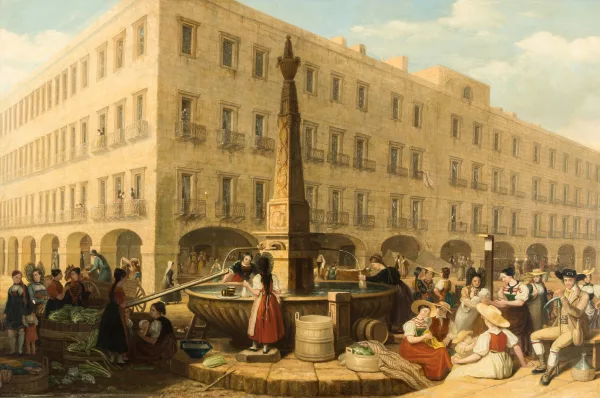 Samuel John Stump — Marktszene vor dem Kreuzgassbrunnen in Bern