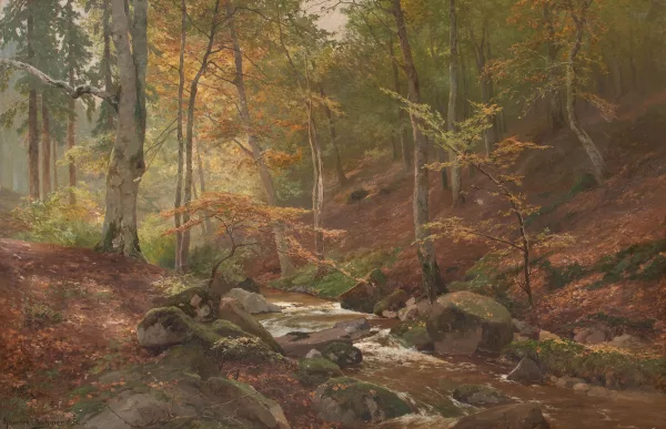 Heinrich Böhmer — Herbstliche Waldlandschaft mit Bach