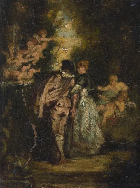 Narcisse Virgilio Díaz — Attributed to Narcisse Díaz de la Peña — Lovers in a park