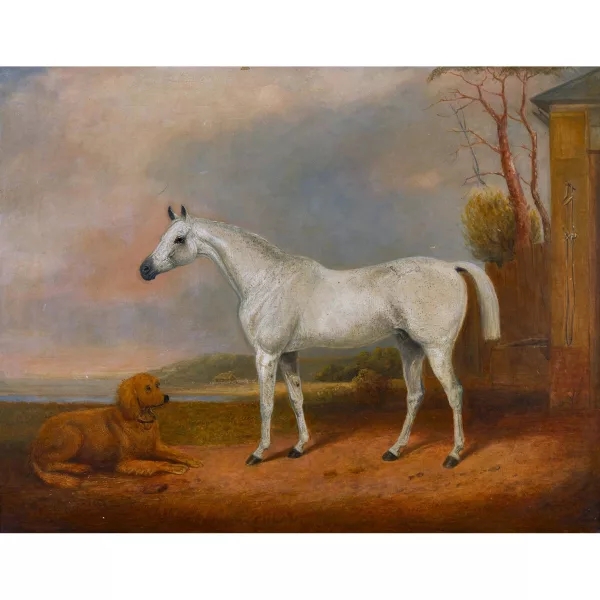 Charles Bilger Spalding — Pferd und Hund in weiter Landschaft.