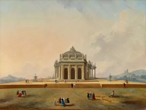 Pierre-Antoine Demachy — Zwei phantastische Architekturstudien mit Figuren