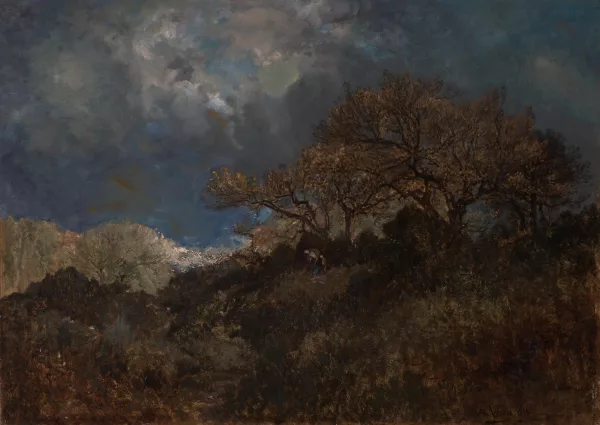 Alexandre René Veron — Landschaft bei aufziehendem Gewitter