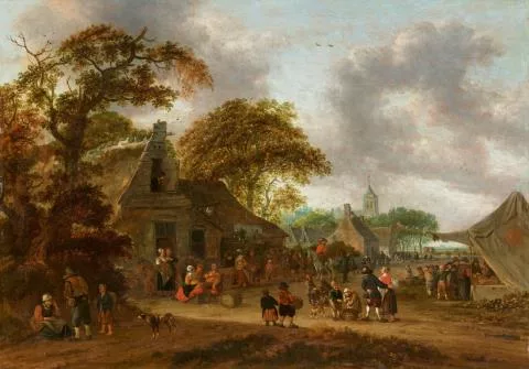 Salomon Rombouts — Dorfstraße mit Jahrmarkt