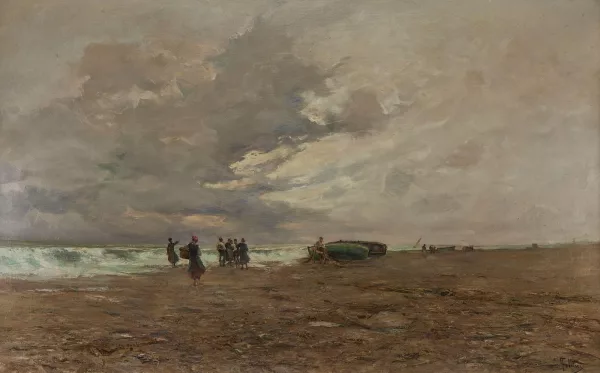 Carlo Follini — Pêcheurs à marée basse