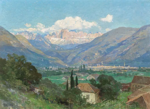 Edward Harrison Compton — Blick auf Bozen und den Rosengarten