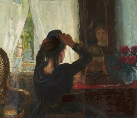 Otto Heinrich Engel — Friesische Braut vor einem Spiegel