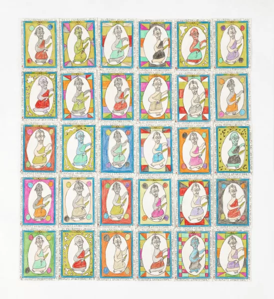 Frédéric Bruly Bouabré — Vom wissenden Geist des Menschen gesehen, hier als absoluter Meister: Zagolo, die Spinne in der Webkunst der Kleidung der Zukunft