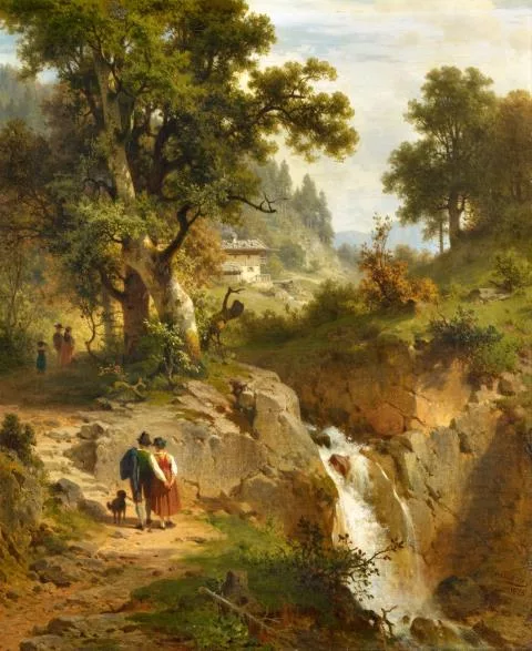 Arnold Meermann — Alpenlandschaft mit einem Liebespaar