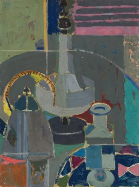 Albert Wigand — Ohne Titel (Stillleben mit Teekanne und Flakon)