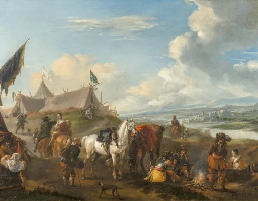 Philips Wouwerman — Cavaliers devant une tente
