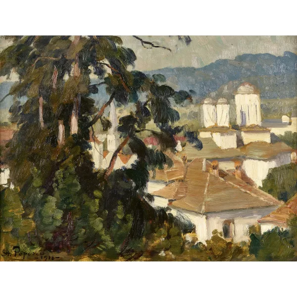 Ștefan Popescu — Sommerliche Ansicht einer Stadt.