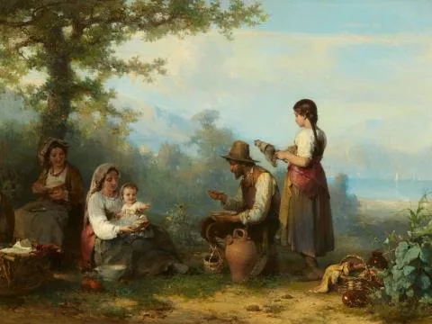Karel Frans Philippeau — Bauern bei der Mittagsrast