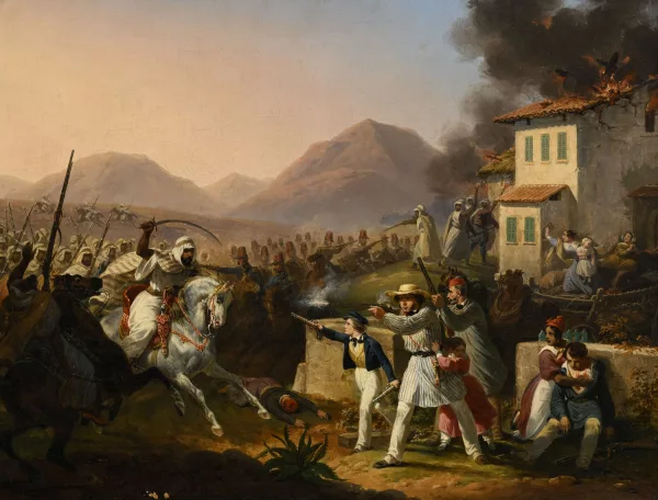 Hippolyte Lecomte — "Bédouins attaquant des migrants européens",
