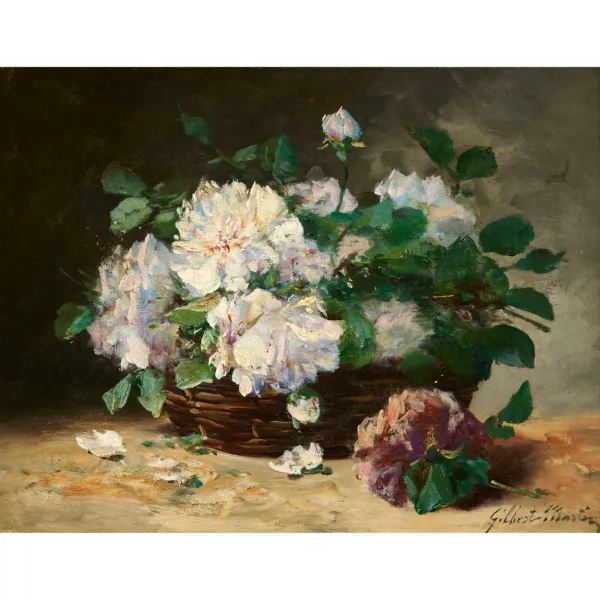 Charles Gilbert-Martin — Nature morte aux roses dans un panier
