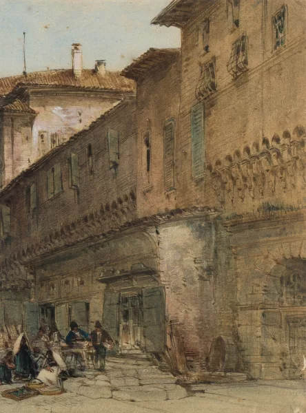 William Callow — Strassenpartie in Bologna