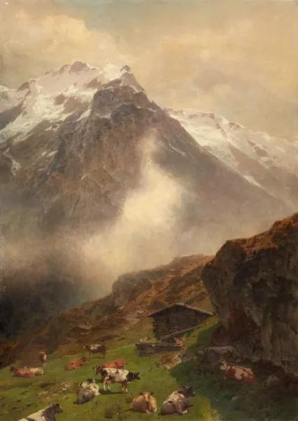 Otto Kameke — Hochalpenlandschaft mit Rinderherde