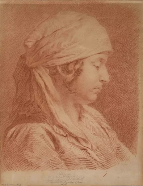 Rudolf von Alt — Porträt einer Frau im Profil mit Kopftuch (Bäuerinnenkopf)