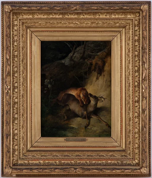 Friedrich Gauermann — Lynx attaquant un chevreuil