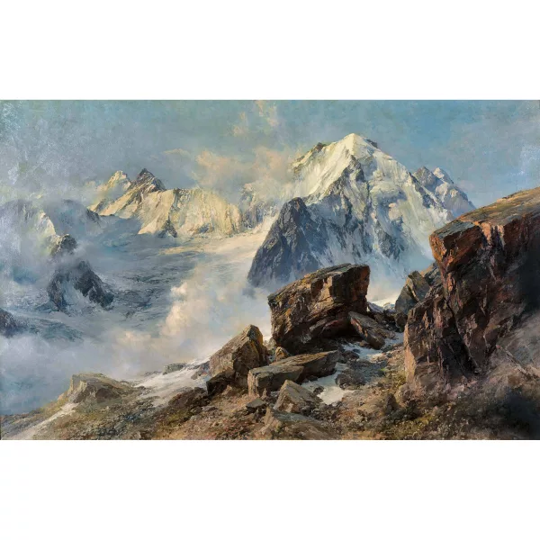 Edward Theodore Compton — Aiguille d'Argentière mit Tour Noir, Aiguille Verte und Saleinagletscher.