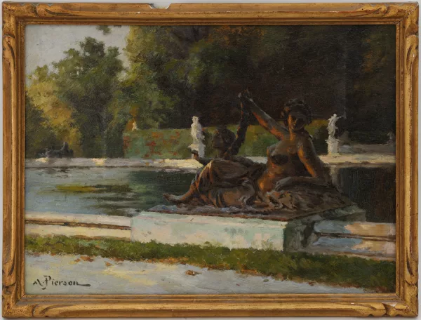 Albert-Léopold Pierson — Plan d'eau et statues dans un parc