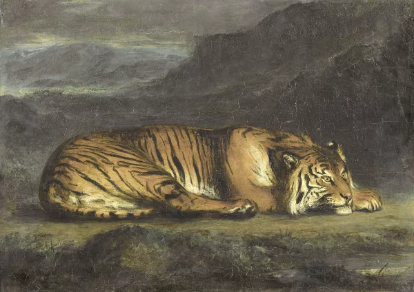 Eugène Delacroix — Umkreis von FERDINAND VICTOR EUGENE DELACROIX — Liegender Tiger
