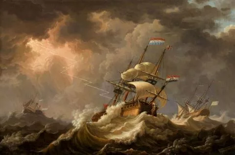 Johannes Hermanus Barend Koekkoek — Schiffe auf stürmischer See