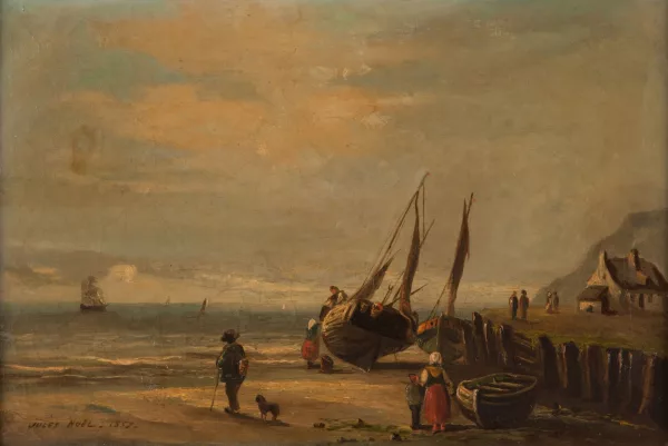 Jules Noël — Barques à marée basse,