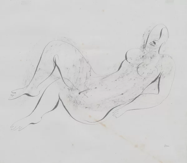 Jean Fautrier — Jean FAUTRIER (1898-1964), 'Nu allongé', encre