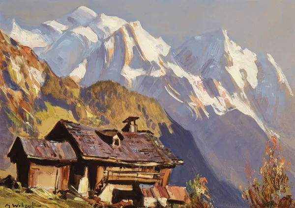 Marcel Wibault — Chalet et montagnes enneigées