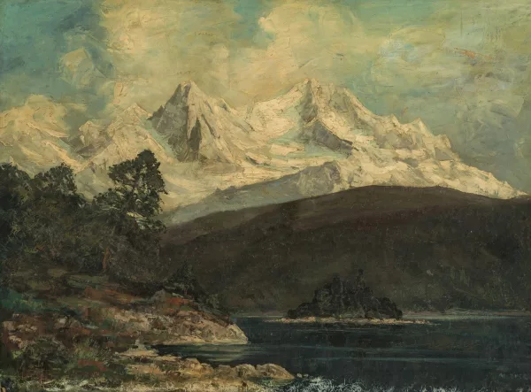 Max Merker — Lac alpin et montagnes enneigées
