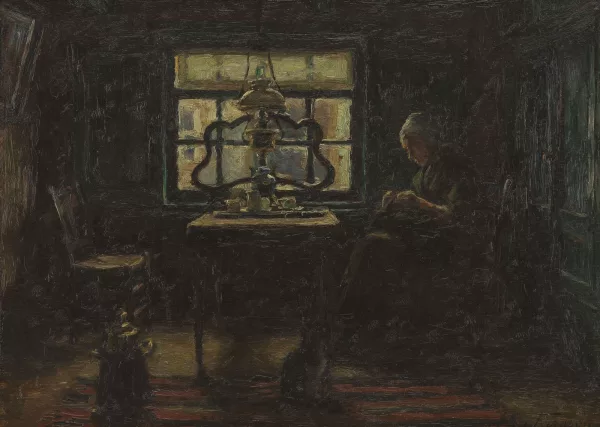 Edgard Farasyn — Femme cousant à l’intérieur