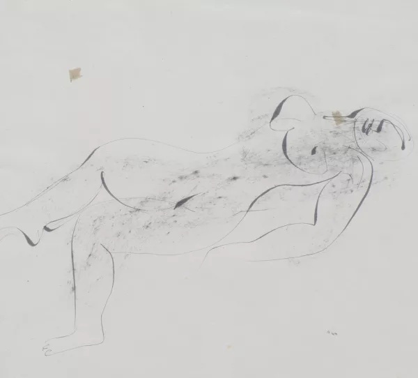 Jean Fautrier — Jean FAUTRIER (1898-1964), 'Nu allongé', encre